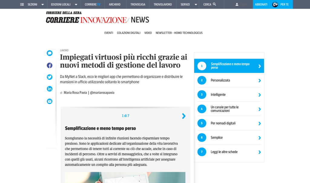Corriere Innovazione su MyNet