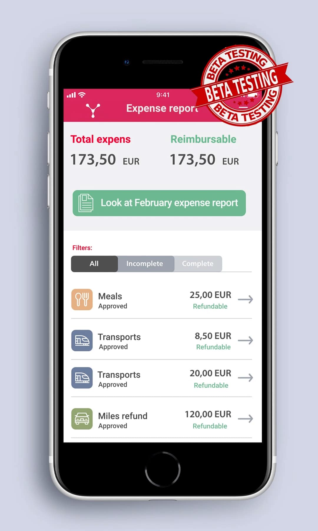 The expense report management? All it takes is MyNet - App MyNet