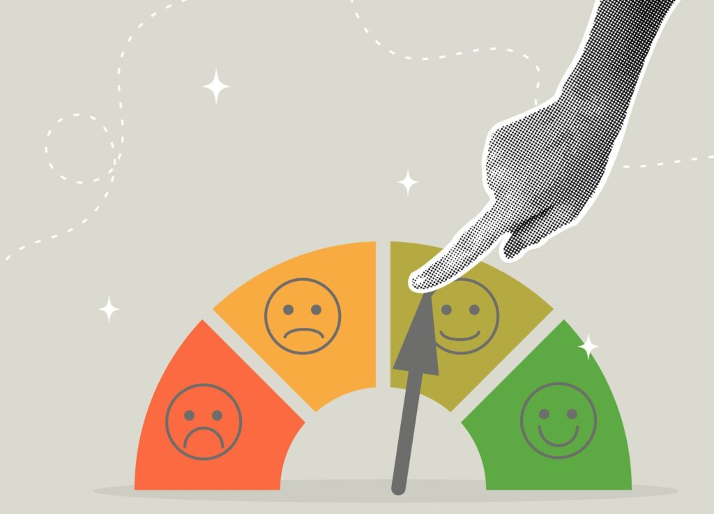 continuous feedback: grafica di valutazione con scala di colori dal rosso al verde